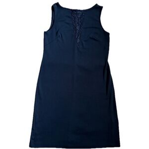 Vintage Giorgio Sant Angelo Black Dress w Lace Inset Size 12 Minimalist Classic